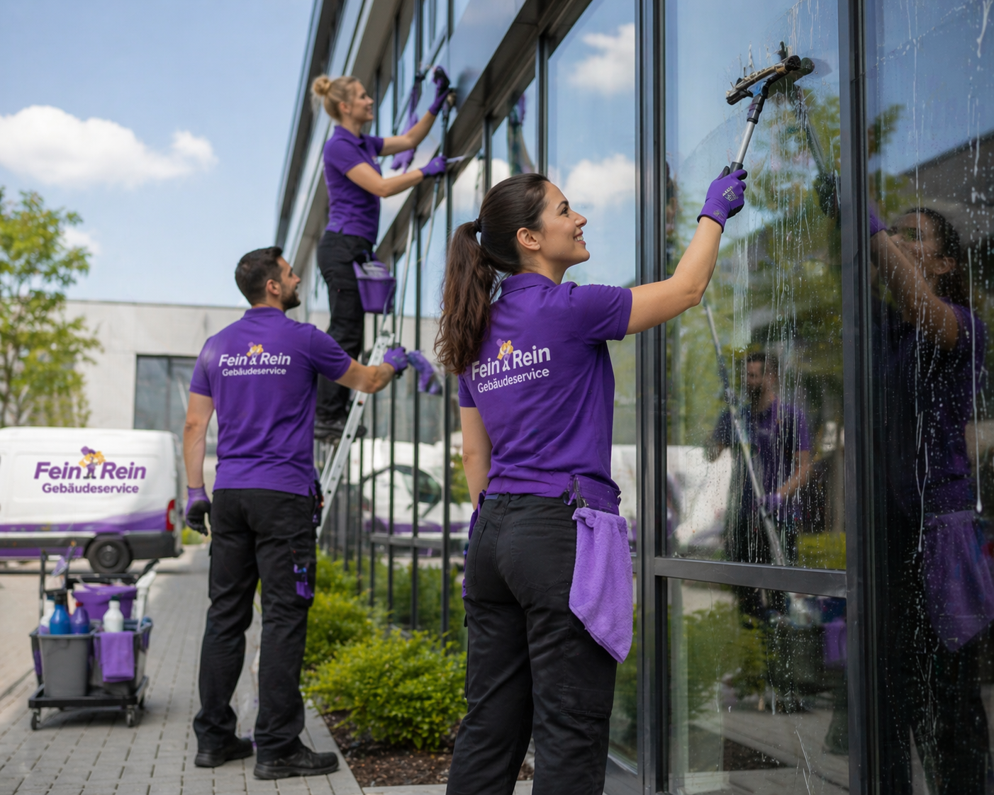 Fein und Rein Team bei der Fensterreinigung