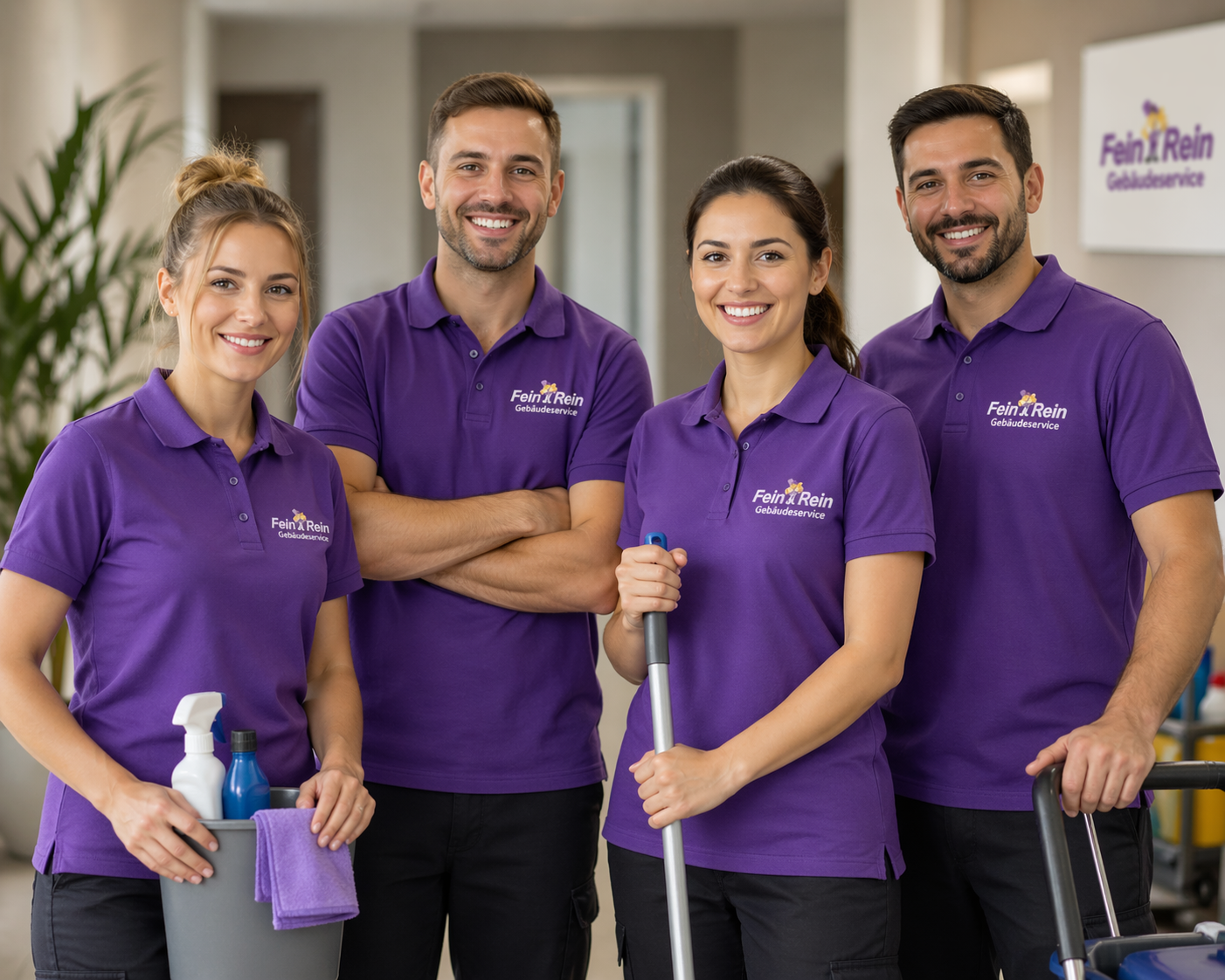 Das gesamte Fein und Rein Team vor dem Firmensitz in Darmstadt